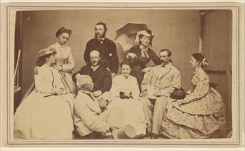 Group portrait of nine men and women, 1864-1866. Creator: H Wentworth.