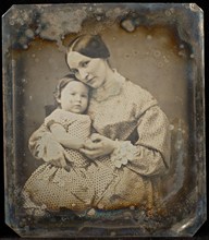 Portrait of a Seated Woman Holding a Child, about 1850-1855. Creator: Unknown.