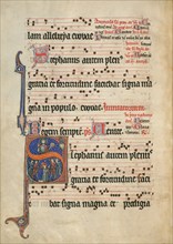 Initial S: The Stoning of Saint Stephen; Antiphonal, about 1260-1270. Creator: Unknown.