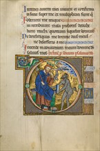 Initial D: David Pointing to His Mouth; Psalter, after 1205. Creator: Master of Ingeborg Psalter.