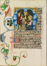 Initial M: The Adoration of the Magi; Prayer Book, about 1470-1480. Creator: Workshop of Valentine Noh.