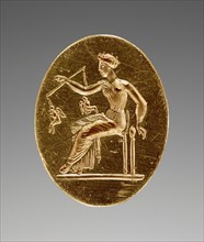 Engraved Ring with Aphrodite Weighing Two Erotes, about 350 BC. Creator: Unknown.