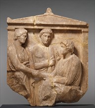 Grave Naiskos of Theogenis with her Mother, Nikomache, and her Brother Nikodemos, about 360 BC. Creator: Unknown.