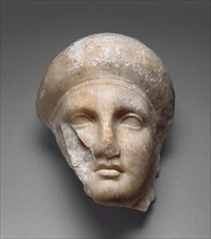 Head of a Female Attendant from a Grave Naiskos, about 350 BC. Creator: Unknown.