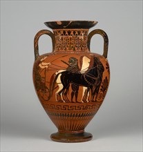 Attic Black-Figure Neck-Amphora, 530-520 BC. Creators: Bareiss Painter, Medea Group.