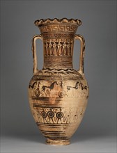 Funerary Amphora with Scenes of Mourning, 720-700 BC. Creator: Philadelphia Painter.