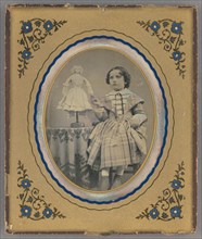 Portrait of girl with doll, about 1850. Creator: Unknown.