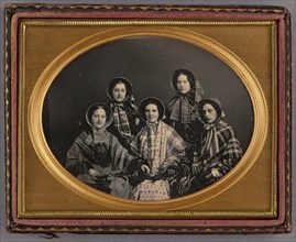 Portrait of Five Women in Bonnets, 1851. Creator: Unknown.