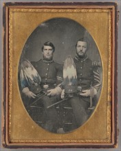 Portrait of Two Seated Men in Military Uniforms, about 1850. Creator: Unknown.