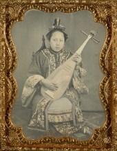 Portrait of a Woman with a Mandolin, 1860. Creator: Unknown.