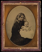 Portrait of a woman and child, about 1851. Creator: Mathew Brady.