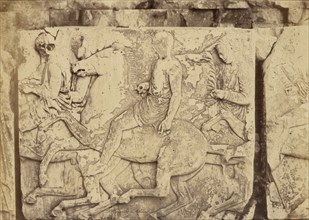 Athens - sculptural fragment, Parthenon frieze, 1865. Creator: Konstantinos Dimitriou.