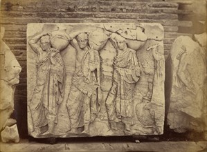 Athens - sculptural fragment, Parthenon frieze, 1865. Creator: Konstantinos Dimitriou.