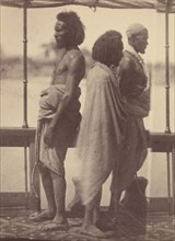 Portrait of Three Native Men Standing in Profile, 1865. Creator: Théodule Deveria.