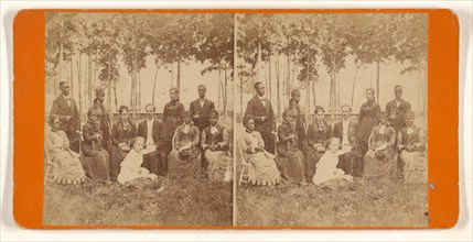 Group portrait in garden, 1870s. Creator: Alexander Carson McIntyre.