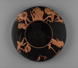 Fragmentary Attic Red-Figure Kylix, about 510 BC. Creator: Oltos.