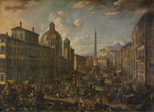 Piazza Navona in Rome, 1680. Creator: Anton Goubau.