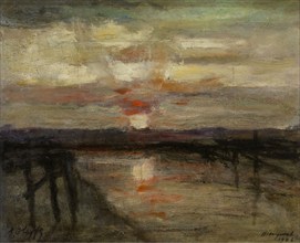 Sunset in Nieuwpoort, 1906. Creator: Auguste Oleffe.