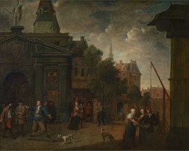 Street Theatre on the Yard in Antwerp, early 18th century. Creator: Balthasar van den Bossche.