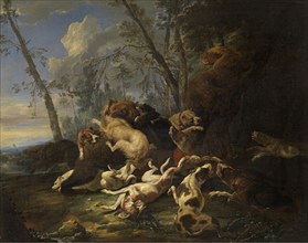 Bear Hunt, mid-late 17th century. Creator: Carl Borromaus Andreas Ruthart.