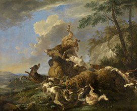 Bear Hunt, mid-late 17th century. Creator: Carl Borromaus Andreas Ruthart.