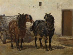 A Team of Horses, 1855. Creator: Charles Philogène Tschaggeny.