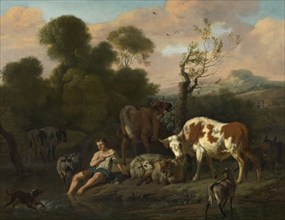 Landscape with a Shepherd, late 17th century. Creator: Dirk van Bergen.