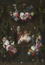 Madonna in a Floral Wreath, mid-17th century. Creator: Cornelis Schut I.