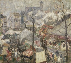 Fair at Vrijdagmarkt in Ghent, 1907. Creator: Gustave De Smet.