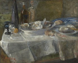 Still Life with Oysters (study of light), 1882. Creator: James Ensor.