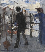 The Painter on the Hoogbrug in Mechelen, 1908. Creator: Rik Wouters.