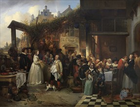 Wedding in Flanders in the Seventeenth Century, 1839. Creator: Jan August Hendrik Leys.