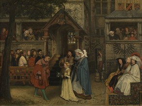 The Guild of the Archers Welcomes Margaret of Austria, c1490, 1860. Creator: Jan August Hendrik Leys.