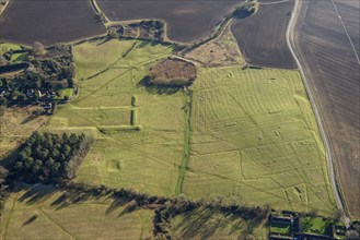 Earthwork remains of Ascott House formal gardens and earthworks, Buckinghamshire, 2022. Creator: Damian Grady.