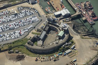 Garrison Point Fort, a coastal fort constructed in 1872, part of Sheerness defences, Kent, 2024. Creator: Damian Grady.