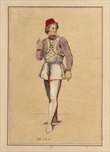 Tracing of a man in medieval Italian military dress, pre-1849.  Creator: John Everett Millais.