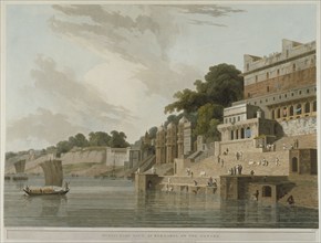 Dusasumade Gaut, at Bernares, on the Ganges, May 1796. Creator: Thomas Daniell.