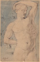 Half-length drawing of a male nude, (c1800?). Creator: Thomas Stothard.