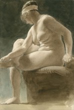 Seated female nude, (c1800?). Creator: Thomas Stothard.