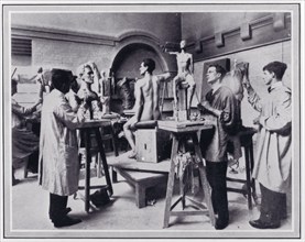 Photo from 'The Sphere' of the clay-modelling class at the L.C.C. Central School, c1925. Creator: Unknown.