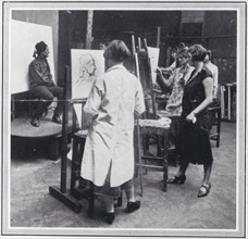 Photo from 'The Sphere' of RA students painting an Italian subject in the Women's Life..., c1925. Creator: Unknown.