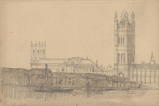 View of Westminster Abbey and the Houses of Parliament, c1860. Creator: David Roberts.