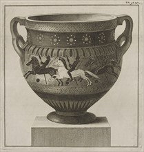 The Hunt Krater: detailed view showing three galloping horsemen, 1766 [-1767].  Creator: Unknown.