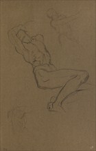 Three studies of a male nude, c1840-1900. Creator: George Frederick Watts.