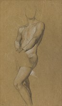 Standing male nude, probably a study for 'A Recording Angel' or 'Destiny', c1840-1900. Creator: George Frederick Watts.