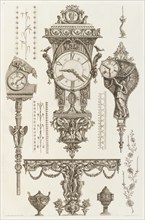 Designs for mantlepiece clocks, ornamentation and decorative borders, 1769.  Creator: Giovanni Battista Piranesi.