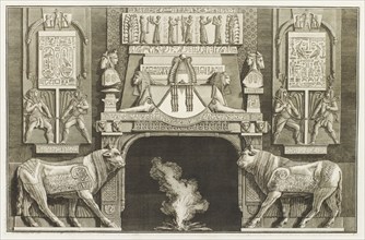 Design for chimneypiece with Egyptian design, sphinxes, hieroglyphs and bulls, 1769.  Creator: Giovanni Battista Piranesi.