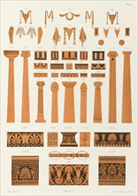 Offrandes, colonnes, stèles et ornements divers tirés de vases peints, 1846.  Creator: Franz Kellerhoven.