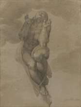 Female nude, after a figure from Michelangelo's 'Last Judgement', 1772. Creator: James Nevay.