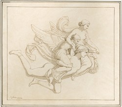 Zephyrus carrying Psyche's sisters, 1840s. Creator: John Gibson.